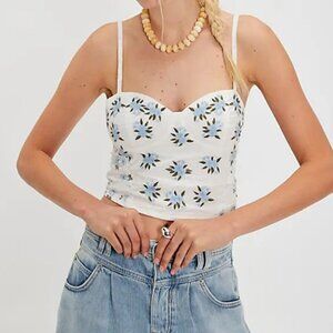 NWT Free People Wild Flowers Embroidered Bustier in Tea Combo